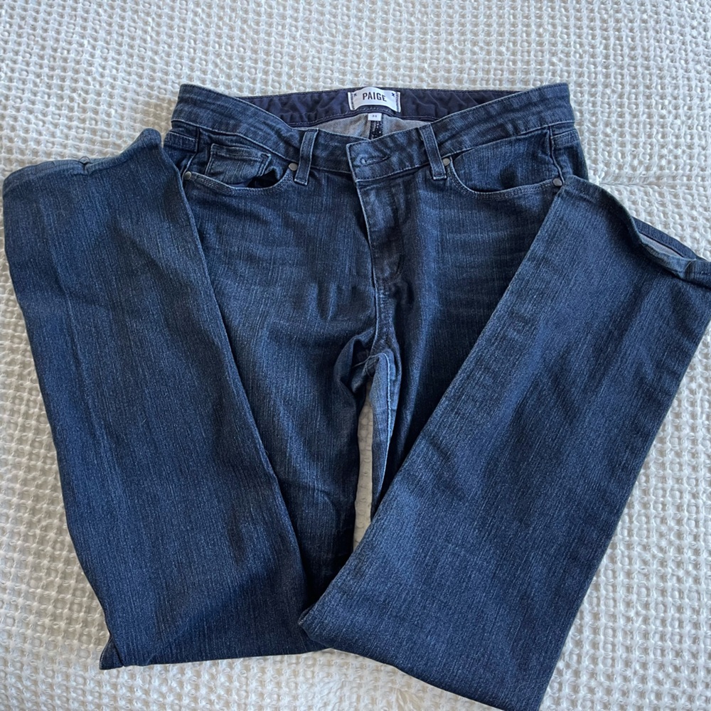 PAIGE Dark Blue Straight Leg Jeans